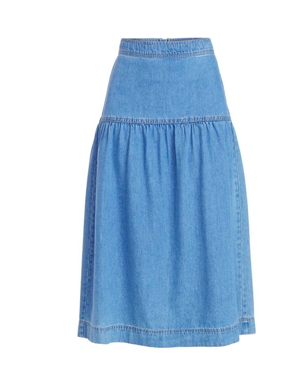 NWT Time and Tru Light Blue Denim Midi Skirt - Picture 1 of 6